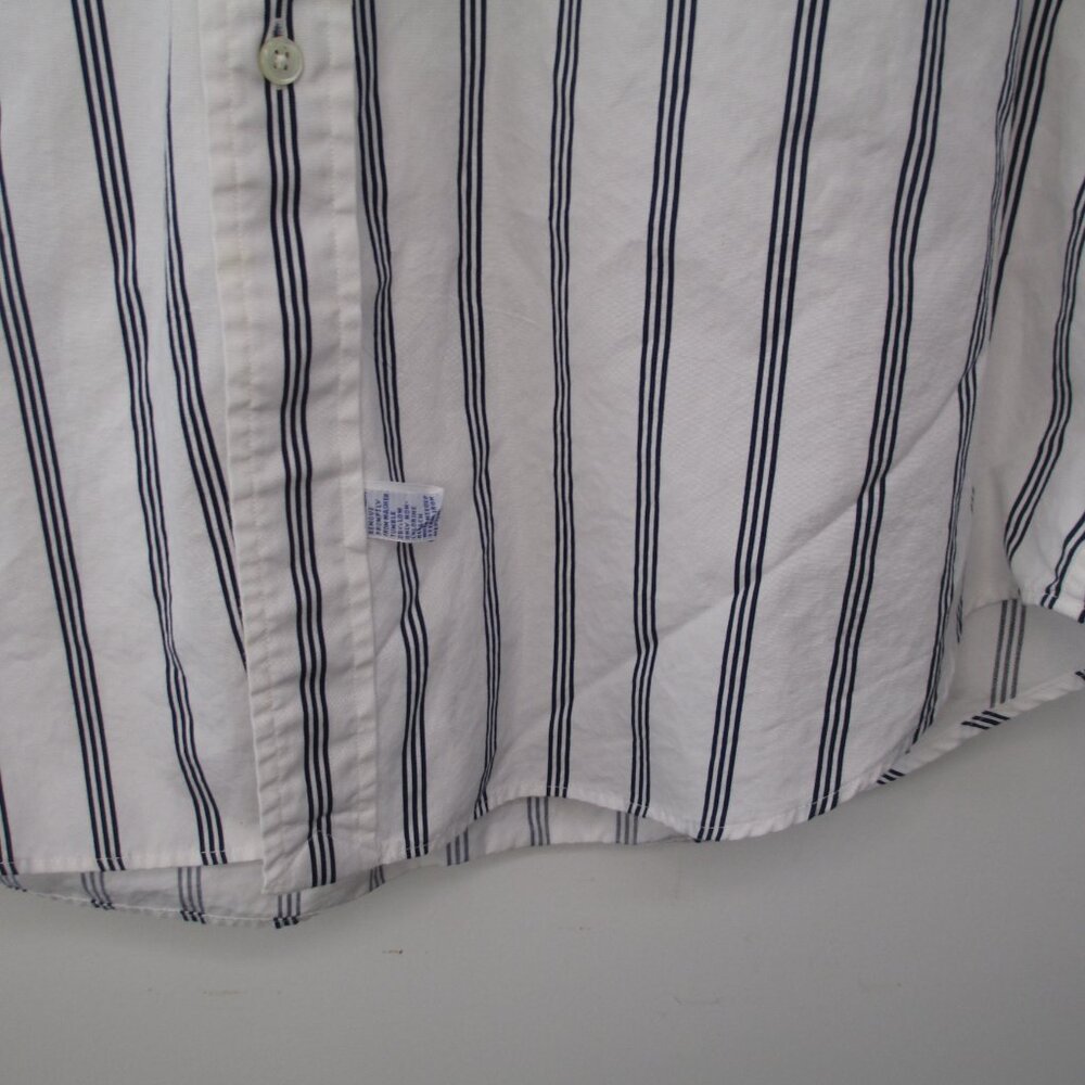 Polo Ralph Lauren Mens XL Band Collar Shirt White Blue Striped Long Sleeve West - Picture 5 of 6